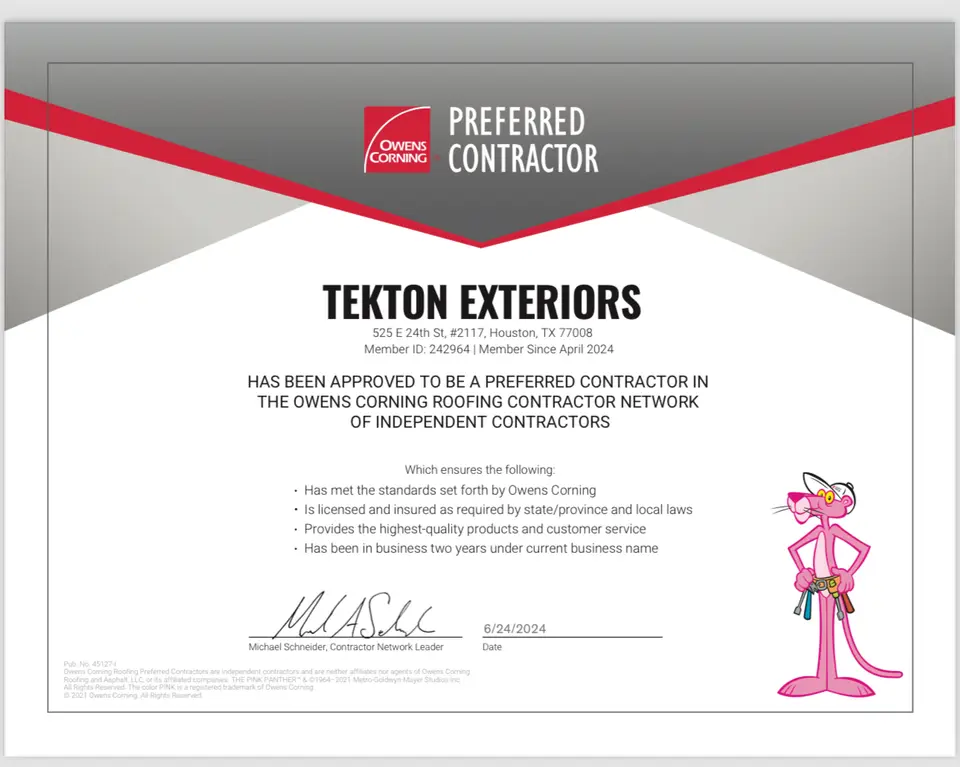 Completed Tekton Exteriors roofing project